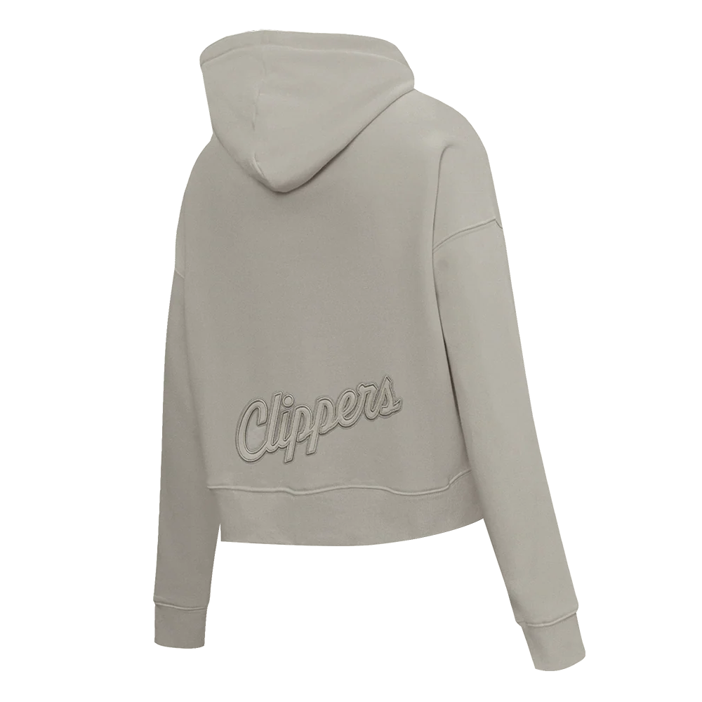 NBA LOS ANGELES CLIPPERS NEURAL WOMEN'S CROPPED FLC PO HOODIE (TAUPE) - Image 4