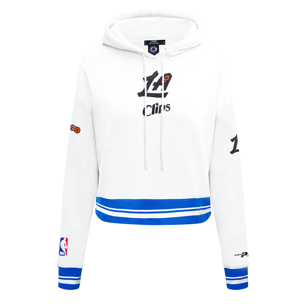 NBA LOS ANGELES CLIPPERS CITY EDITION 24-25 WOMEN'S RIB FLC CROPPED PO (WHITE/UNIVERSITY BLUE)