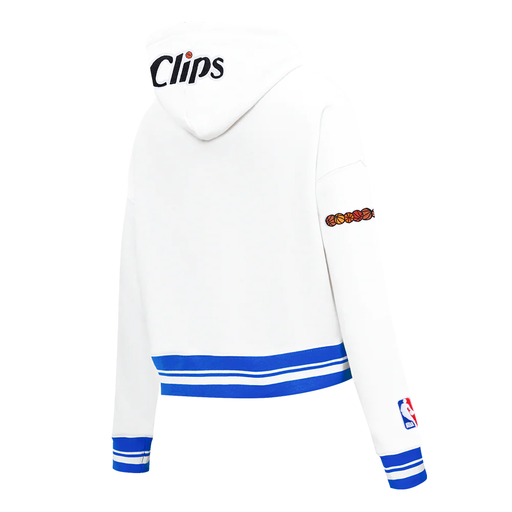 NBA LOS ANGELES CLIPPERS CITY EDITION 24-25 WOMEN'S RIB FLC CROPPED PO (WHITE/UNIVERSITY BLUE) - Image 4