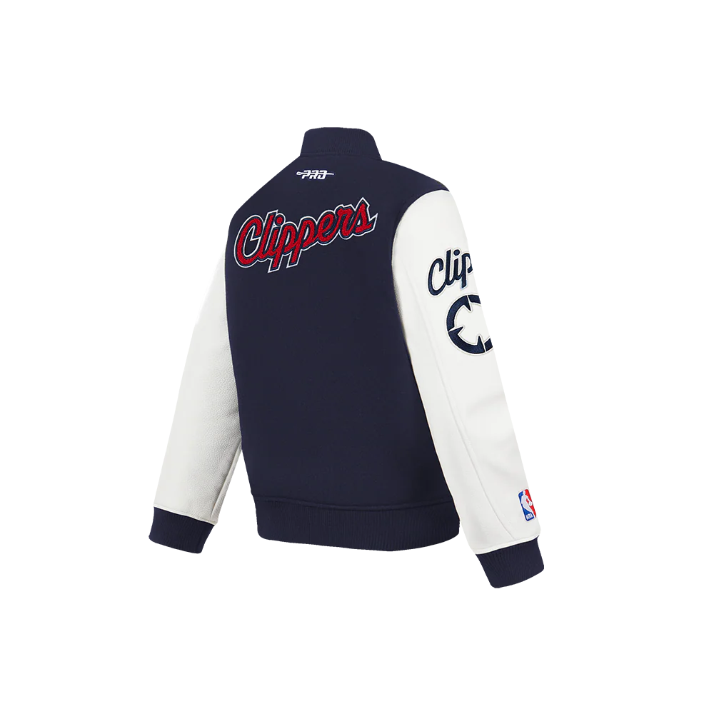 NBA LOS ANGELES CLIPPERS CLASSIC LITTLE BOYS WOOL VARSITY JACKET (MIDNIGHT NAVY/WHITE) - Image 4