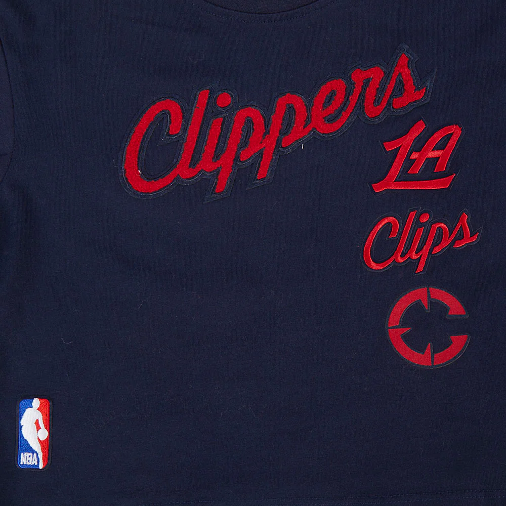 NBA LOS ANGELES CLIPPERS RETRO CLASSIC LITTLE GIRLS SHORT SLEEVE BOXY TEE (MIDNIGHT NAVY) - Image 5