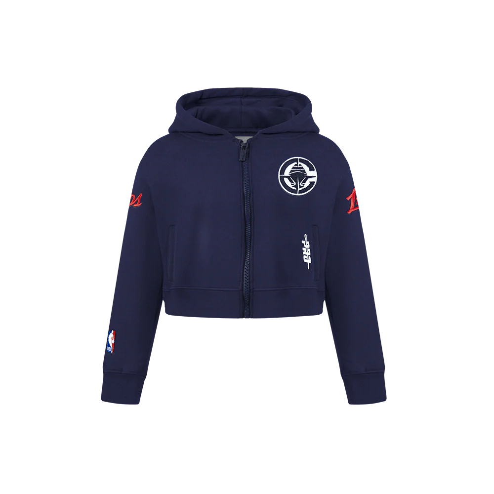 NBA LOS ANGELES CLIPPERS CLASSIC LITTLE GIRLS  FLEECE FULL ZIP HOODIE (MIDNIGHT NAVY)