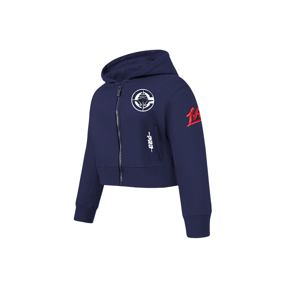 NBA LOS ANGELES CLIPPERS CLASSIC LITTLE GIRLS  FLEECE FULL ZIP HOODIE (MIDNIGHT NAVY) - Image 2