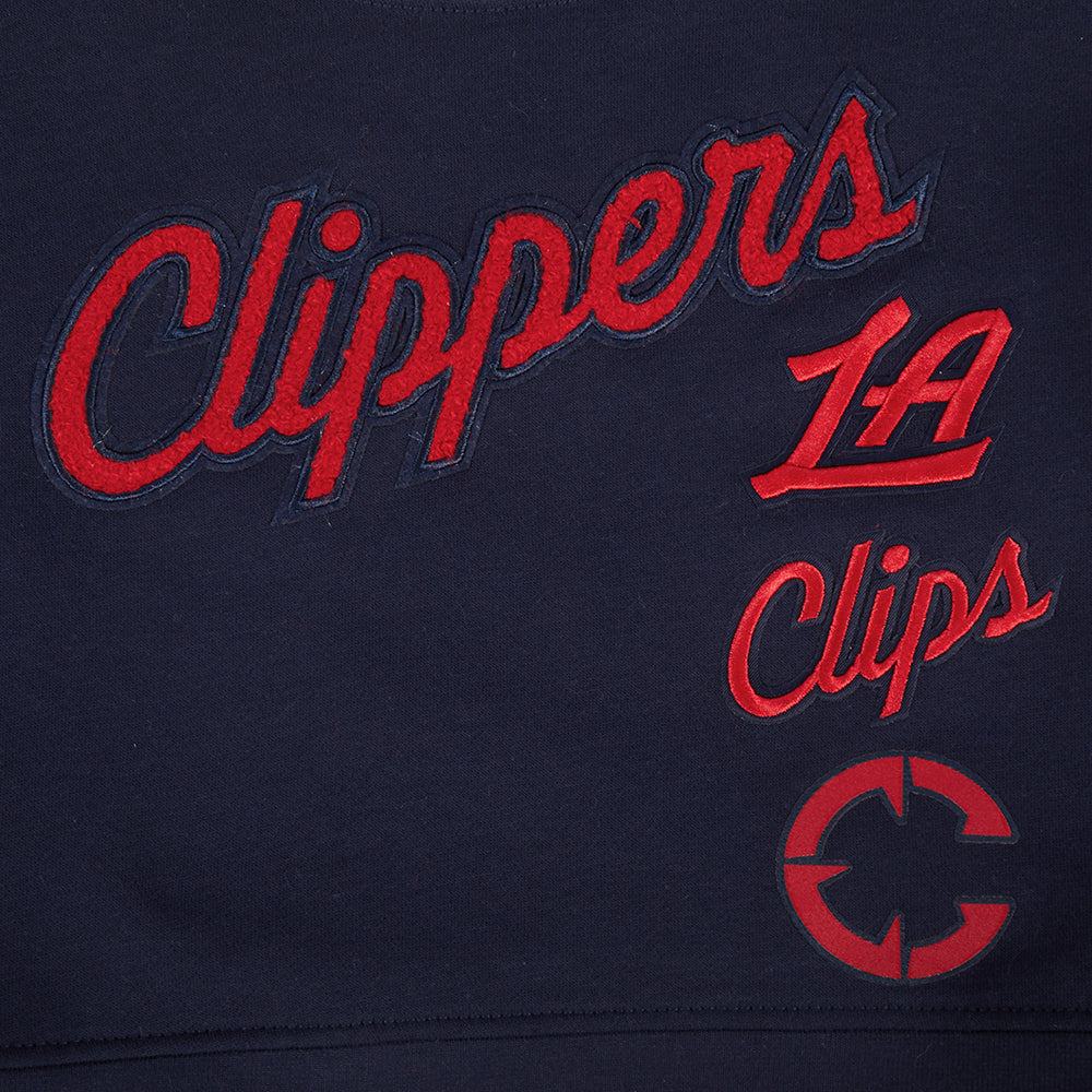 NBA LOS ANGELES CLIPPERS RETRO CLASSIC LITTLE GIRLS  RIB FLEECE CREWNECK (MIDNIGHT NAVY) - Image 5