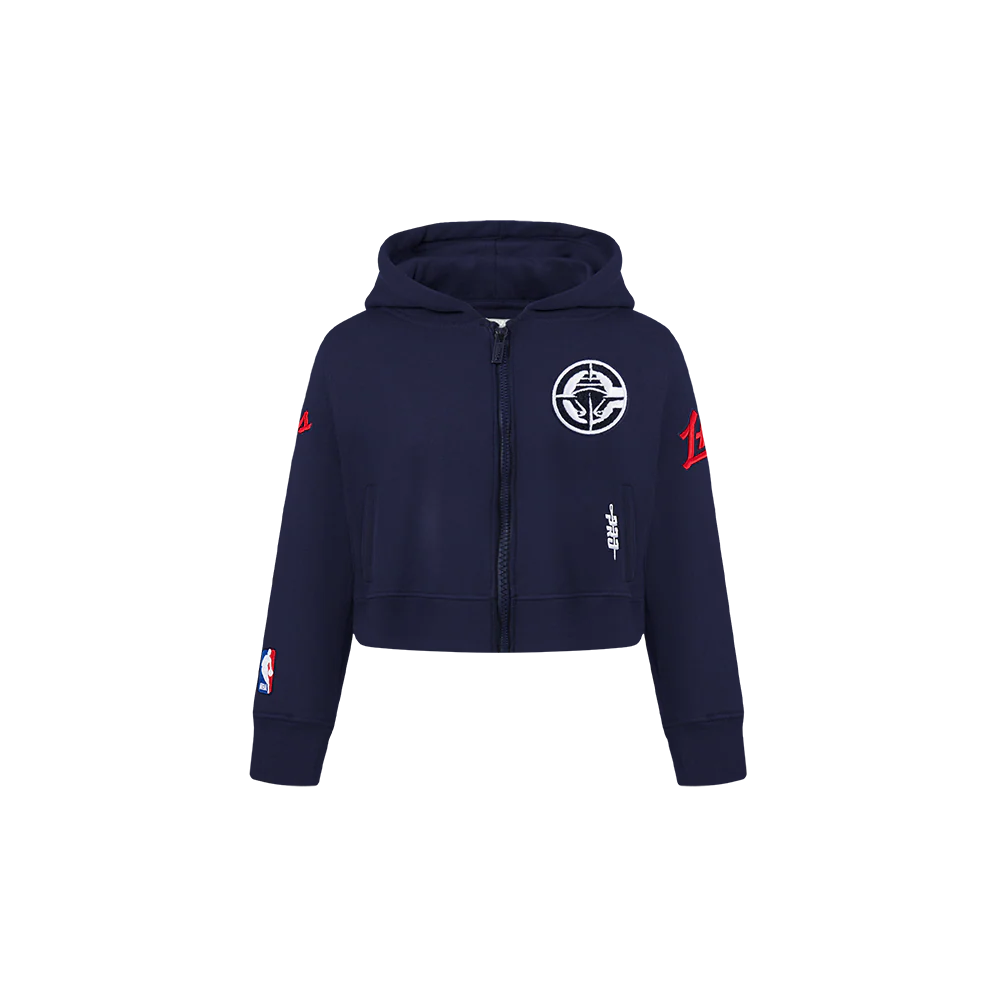 NBA LOS ANGELES CLIPPERS CLASSIC TODDLER GIRLS FLEECE FULL ZIP HOODIE  (MIDNIGHT NAVY)
