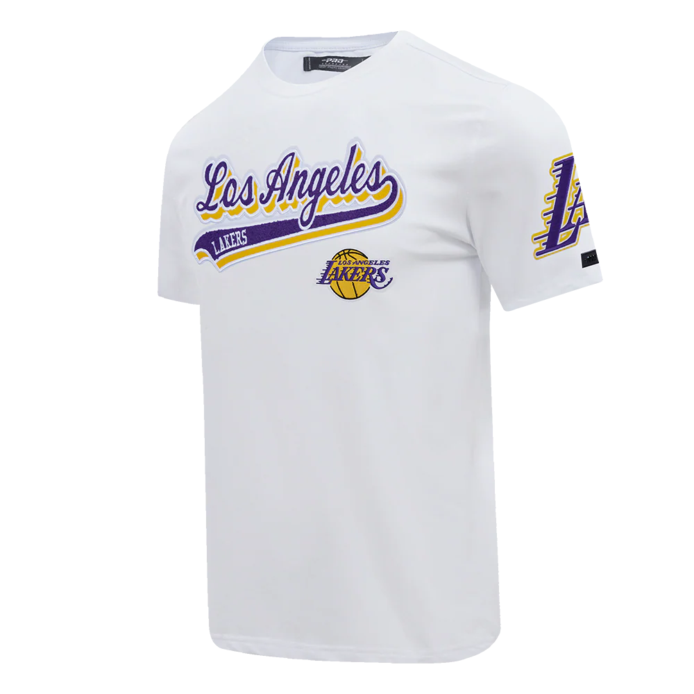 NBA LOS ANGELES LAKERS SCRIPT TAIL MEN'S   TEE (WHITE) - Image 2