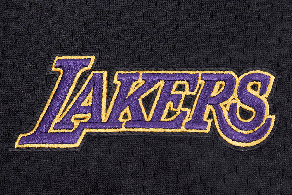 NBA LOS ANGELES LAKERS SCRIPT TAIL MEN'S MESH BUTTON DOWN SHIRT (BLACK/PURPLE) - Image 7