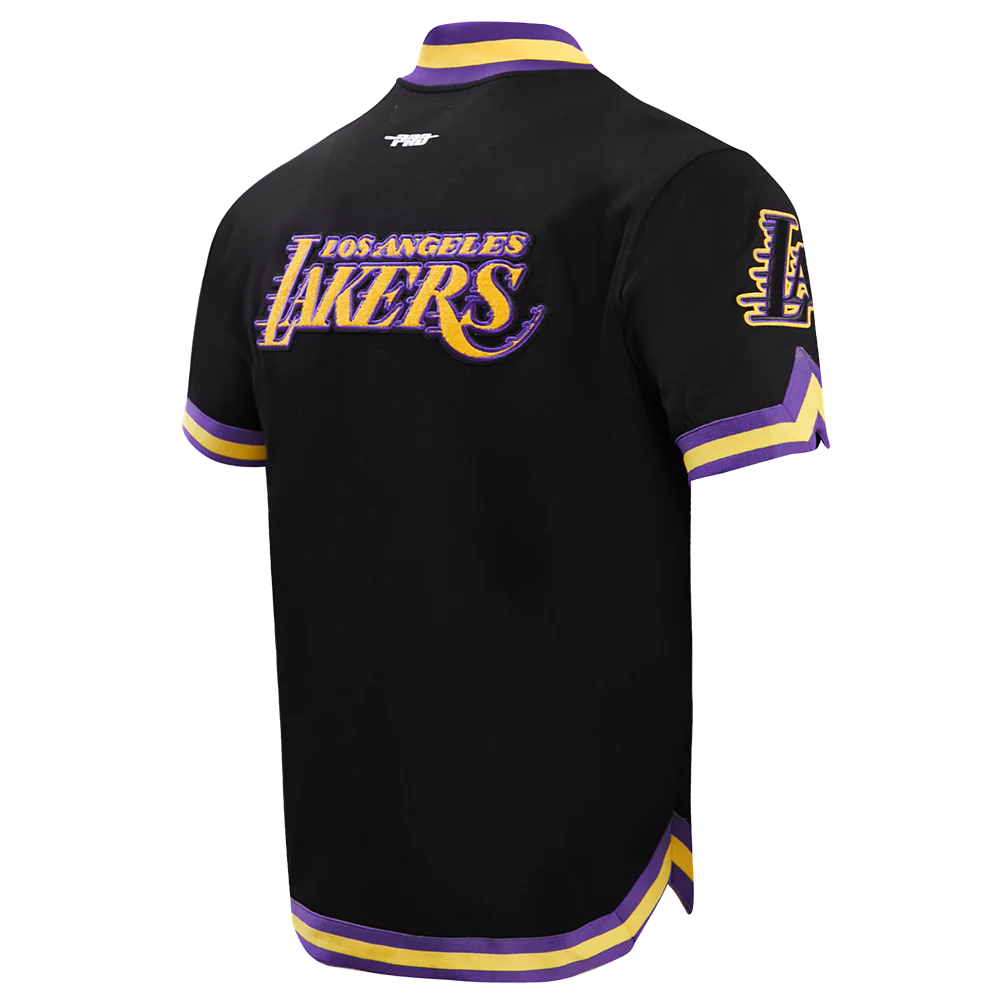 NBA LOS ANGELES LAKERS CLASSIC MEN'S PRO SS DOUBLE KNIT JACKET  (BLACK/PURPLE) - Image 5
