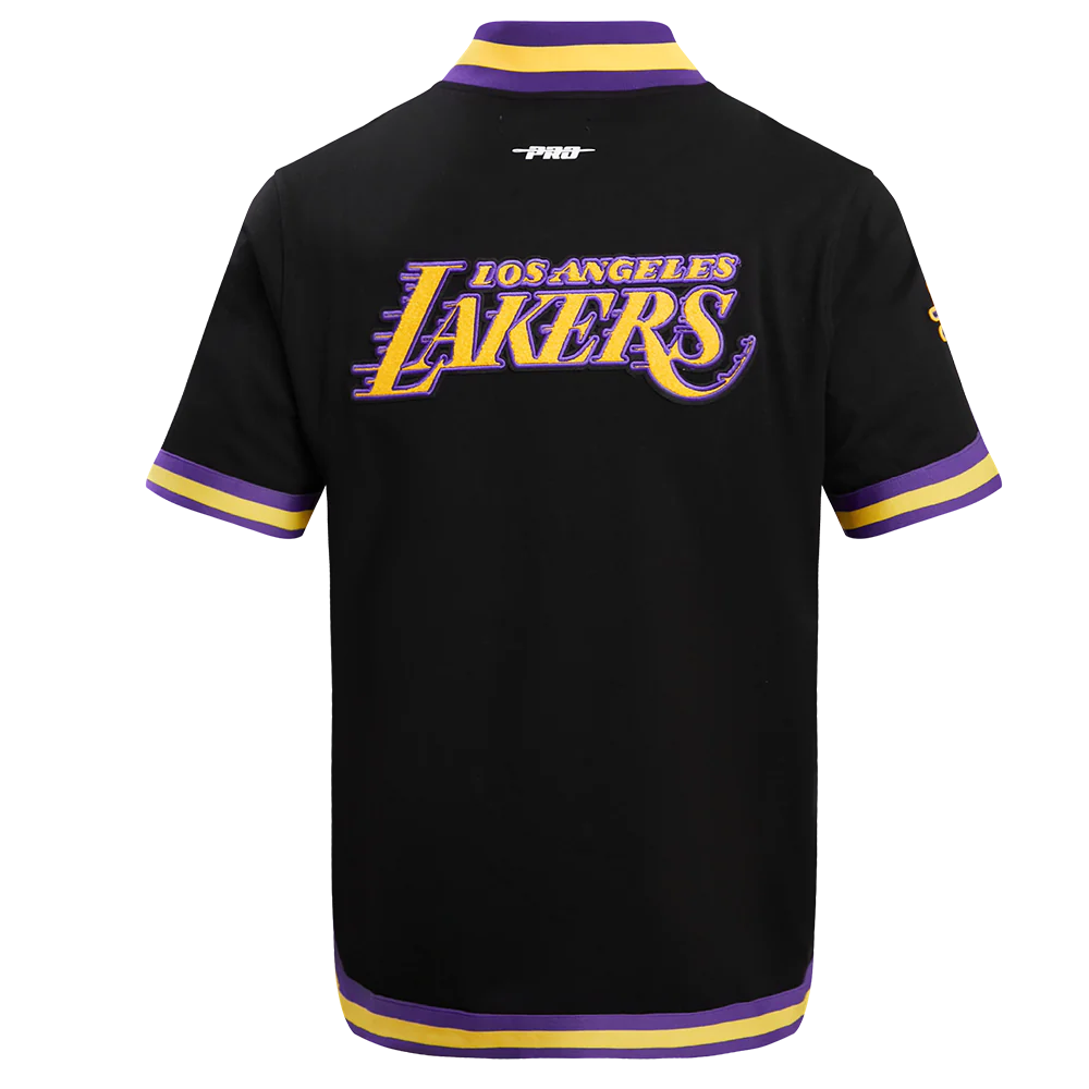 NBA LOS ANGELES LAKERS CLASSIC MEN'S PRO SS DOUBLE KNIT JACKET  (BLACK/PURPLE) - Image 6