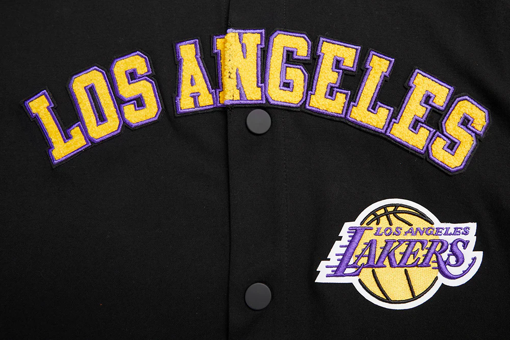 NBA LOS ANGELES LAKERS CLASSIC MEN'S PRO SS DOUBLE KNIT JACKET  (BLACK/PURPLE) - Image 8