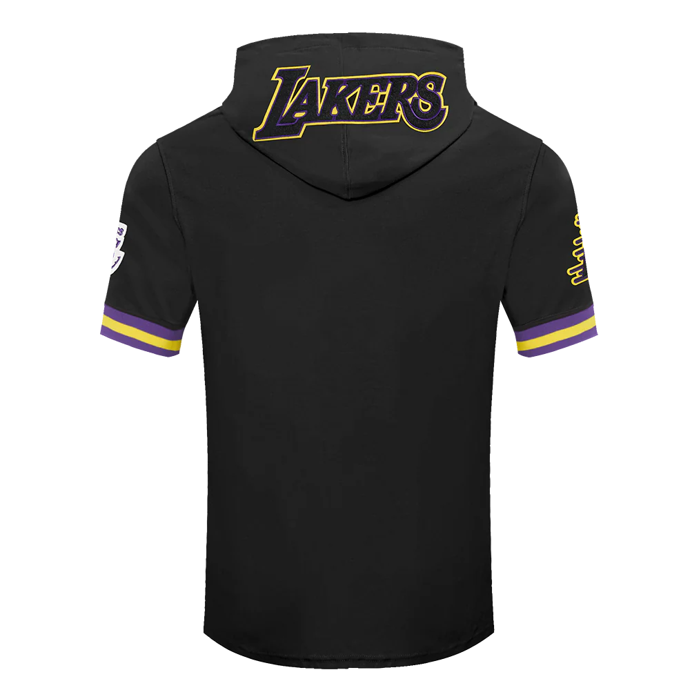 NBA LOS ANGELES LAKERS JAMES MEN'S PLAYER SHORT SLEEVE HOODIE (BLACK) - Image 3