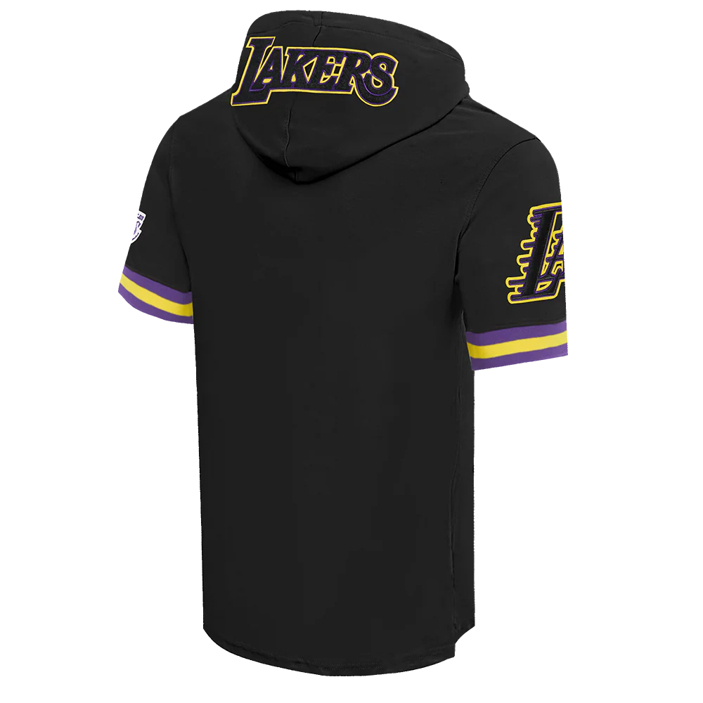 NBA LOS ANGELES LAKERS JAMES MEN'S PLAYER SHORT SLEEVE HOODIE (BLACK) - Image 4