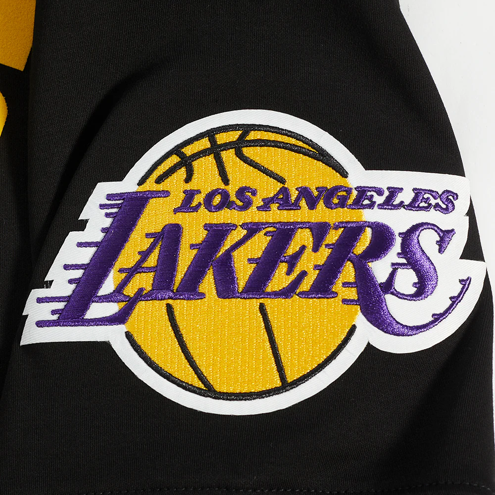 NBA LOS ANGELES LAKERS JAMES MEN'S PLAYER SHORT SLEEVE HOODIE (BLACK) - Image 7