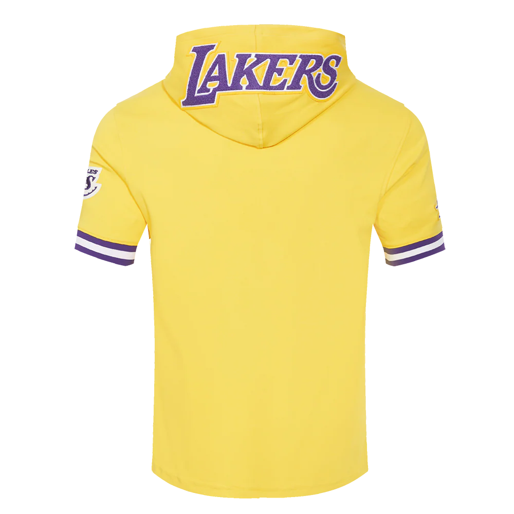 NBA LOS ANGELES LAKERS JAMES MEN'S PLAYER SHORT SLEEVE HOODIE (YELLOW) - Image 3