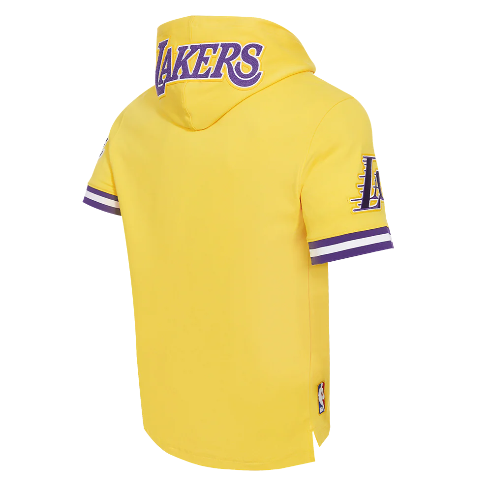 NBA LOS ANGELES LAKERS JAMES MEN'S PLAYER SHORT SLEEVE HOODIE (YELLOW) - Image 4