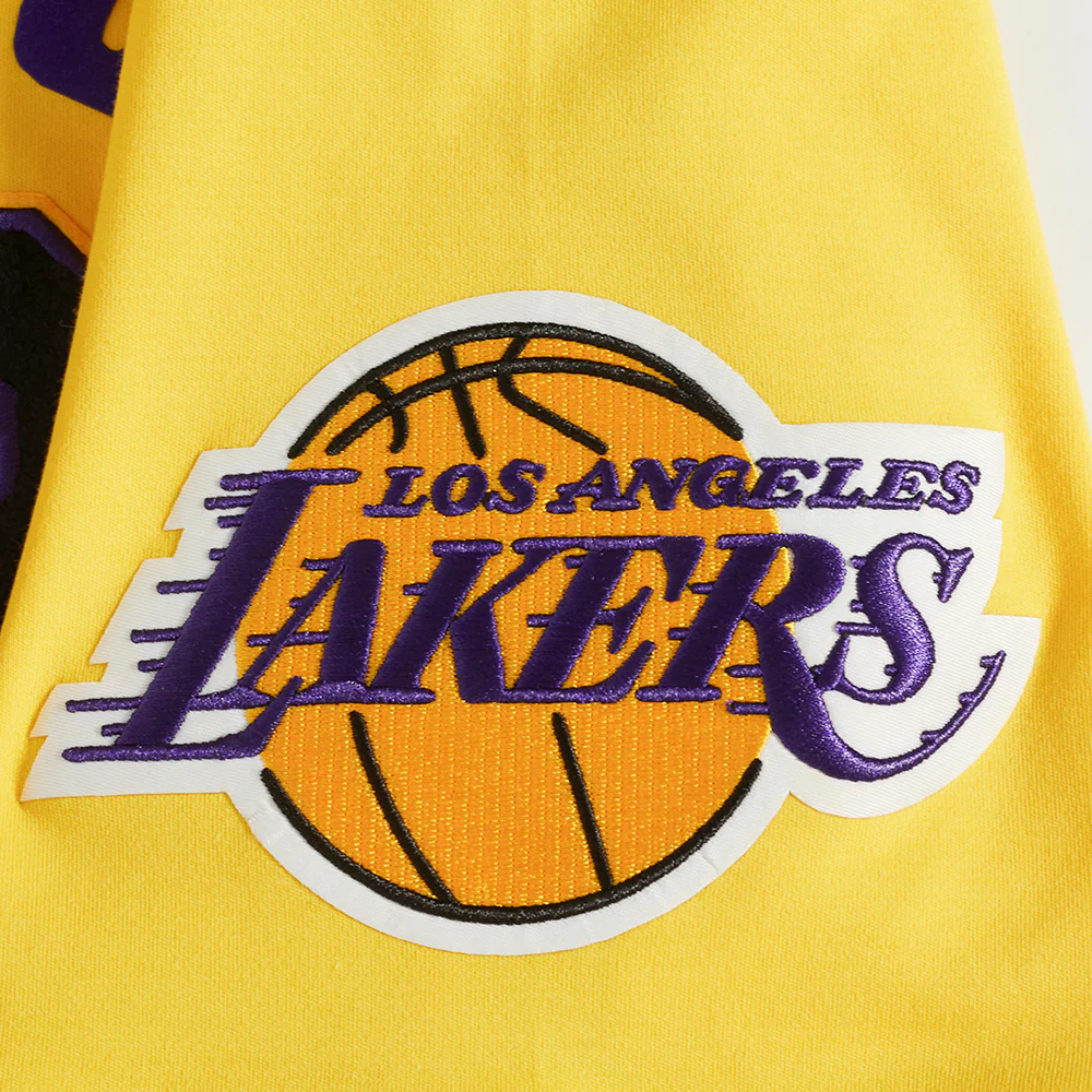 NBA LOS ANGELES LAKERS JAMES MEN'S PLAYER SHORT SLEEVE HOODIE (YELLOW) - Image 7