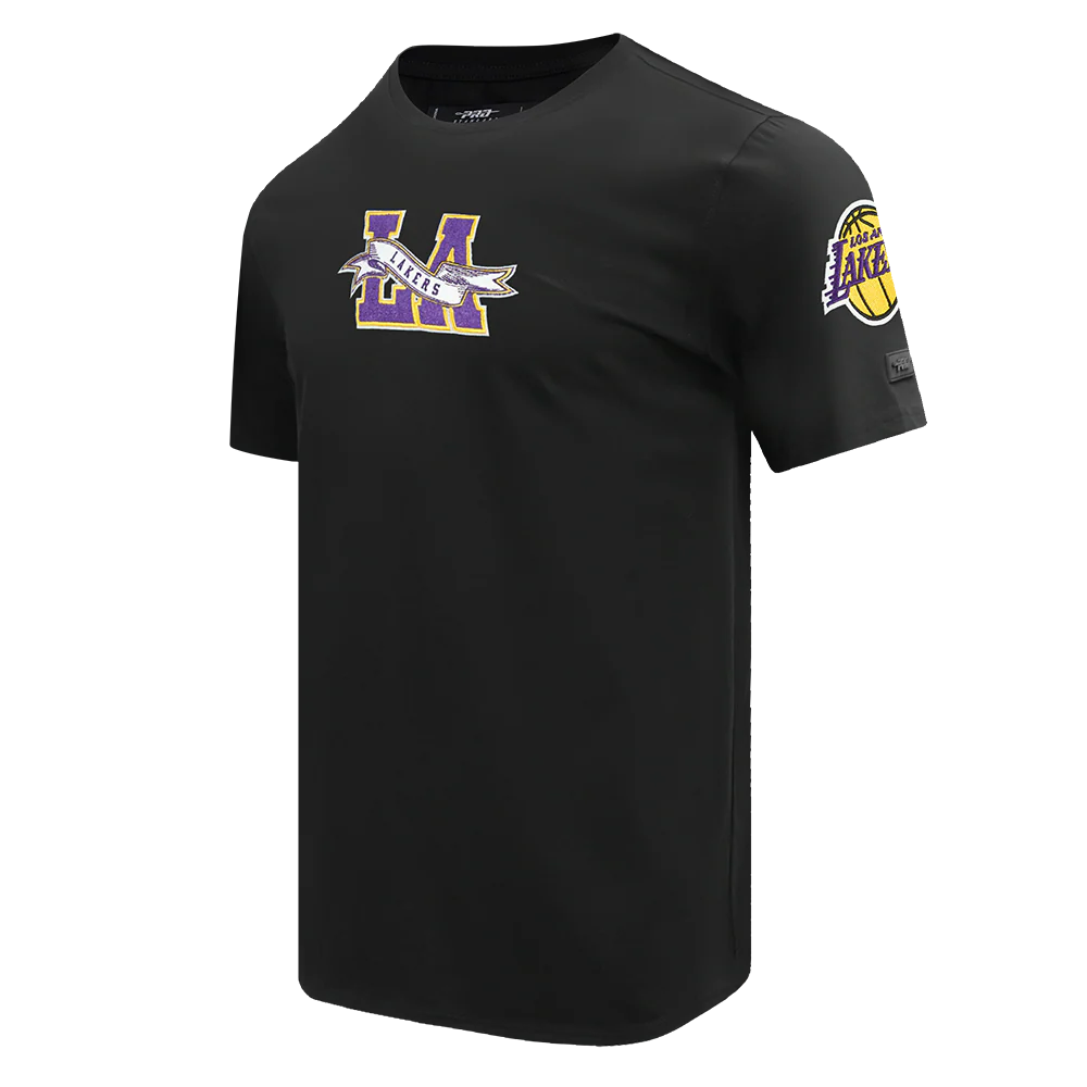 NBA LOS ANGELES LAKERS TEAM PENNANTS MEN'S TEE (BLACK) - Image 2
