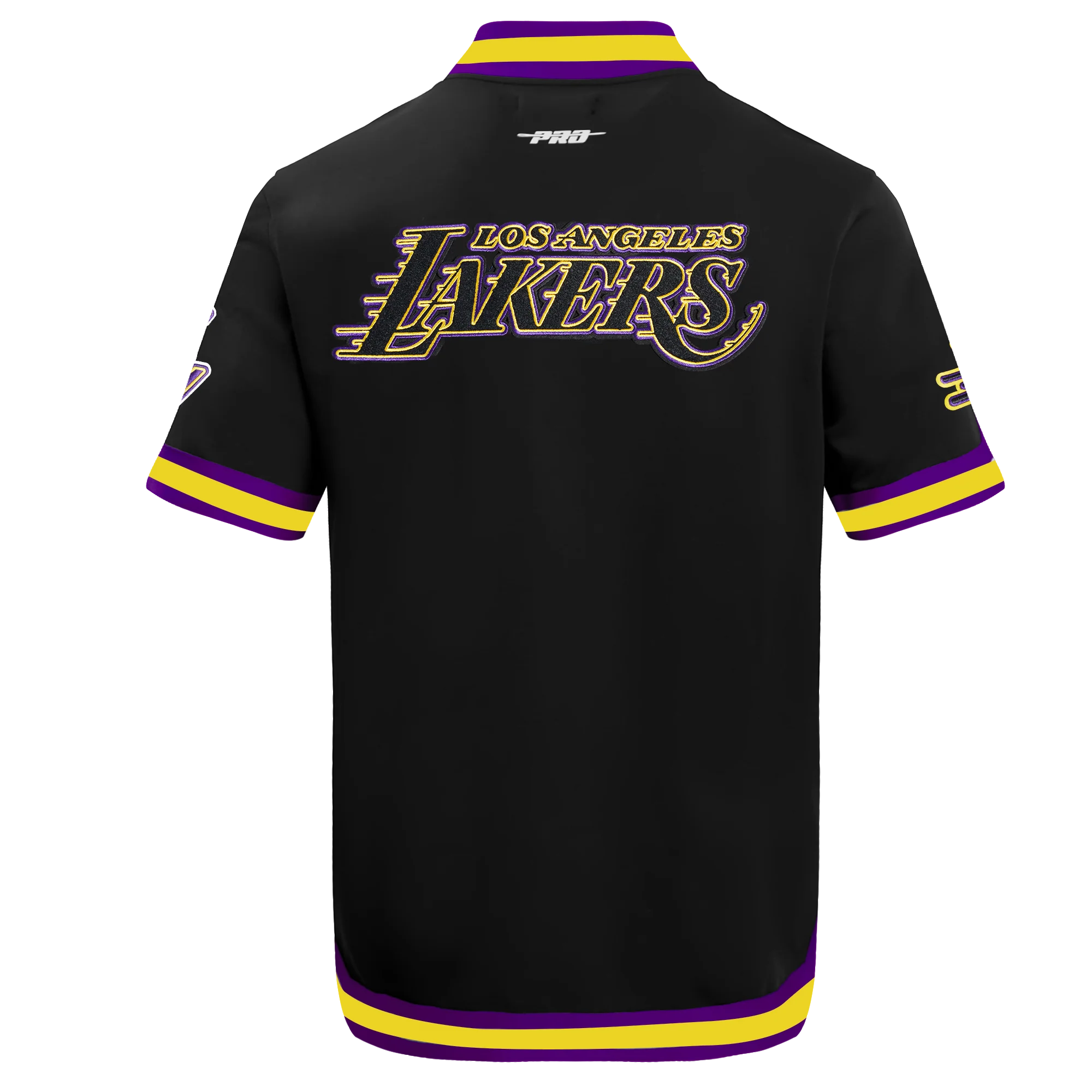 NBA LOS ANGELES LAKERS LEBRON JAMES #23 CLASSIC MEN'S PRO SS DOUBLE KNIT JACKET (BLACK/PURPLE) - Image 3