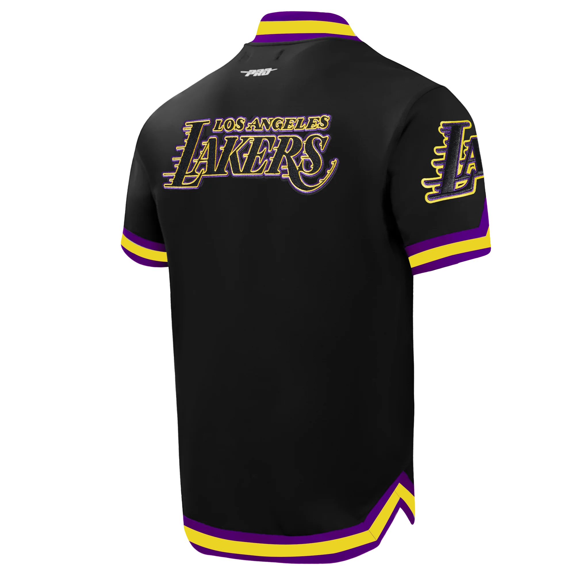 NBA LOS ANGELES LAKERS LEBRON JAMES #23 CLASSIC MEN'S PRO SS DOUBLE KNIT JACKET (BLACK/PURPLE) - Image 4