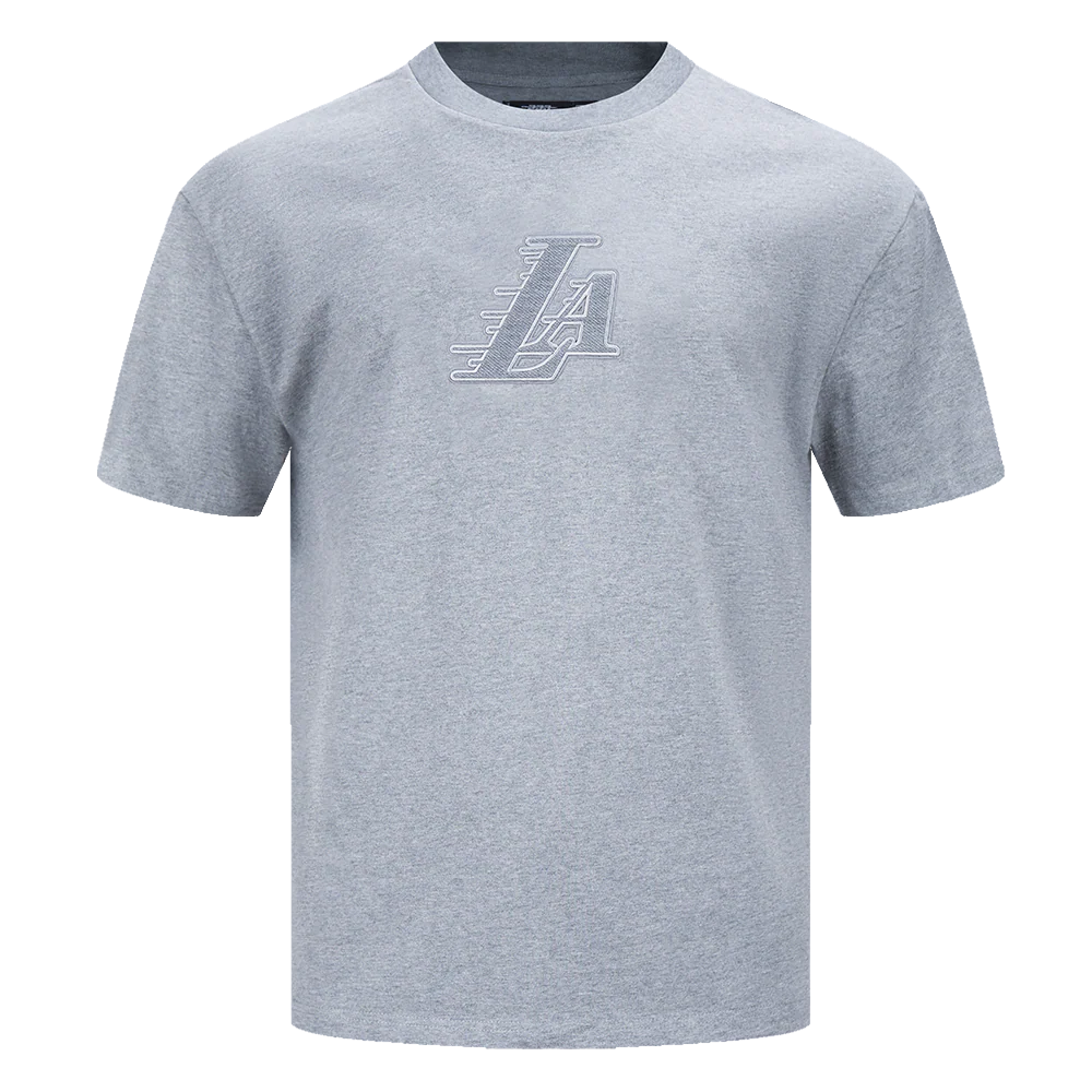 NBA LOS ANGELES LAKERS REVERSE FRENCH TERRY MEN'S CJ DROP SHOULDER TEE (DARK HEATHER GRAY)