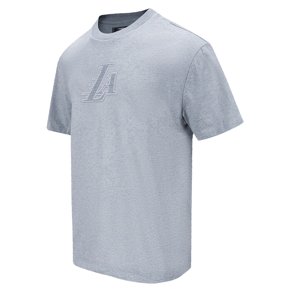 NBA LOS ANGELES LAKERS REVERSE FRENCH TERRY MEN'S CJ DROP SHOULDER TEE (DARK HEATHER GRAY) - Image 2