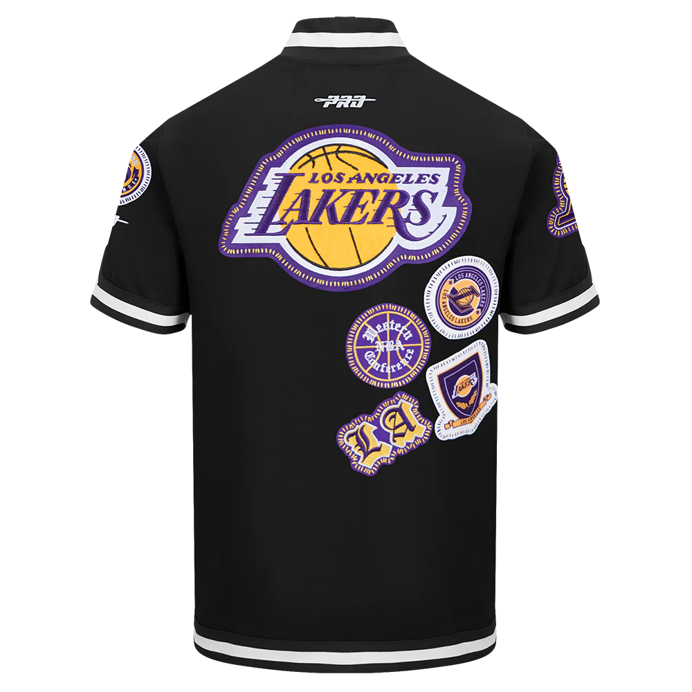 NBA LOS ANGELES LAKERS DIY PICK STITCH MEN'S DOUBLE KNIT SHORT SLEEVE JACKET (BLACK) - Image 3