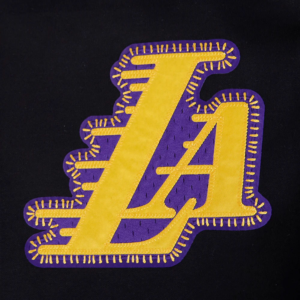 NBA LOS ANGELES LAKERS DIY PICK STITCH MEN'S DOUBLE KNIT SHORT SLEEVE JACKET (BLACK) - Image 5