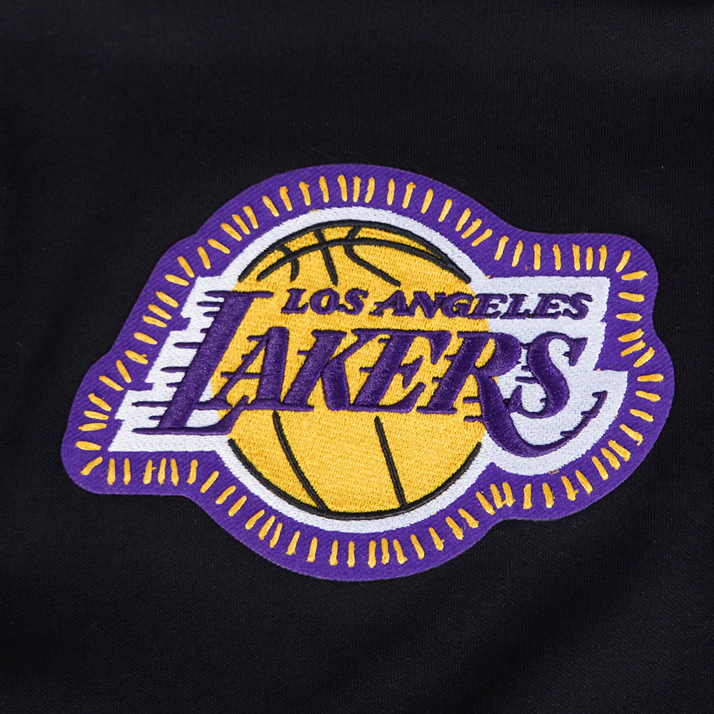 NBA LOS ANGELES LAKERS DIY PICK STITCH MEN'S DOUBLE KNIT SHORT SLEEVE JACKET (BLACK) - Image 6