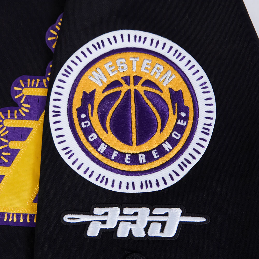 NBA LOS ANGELES LAKERS DIY PICK STITCH MEN'S DOUBLE KNIT SHORT SLEEVE JACKET (BLACK) - Image 8