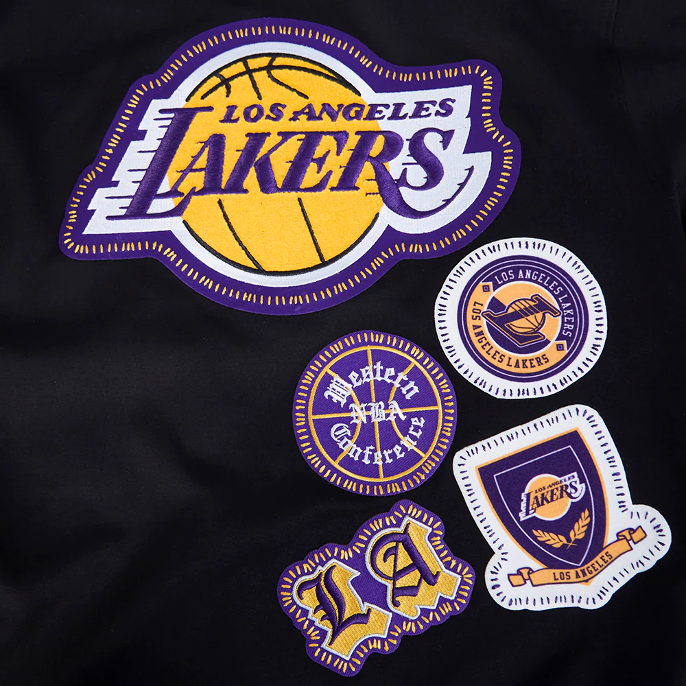 NBA LOS ANGELES LAKERS DIY PICK STITCH MEN'S DOUBLE KNIT SHORT SLEEVE JACKET (BLACK) - Image 9