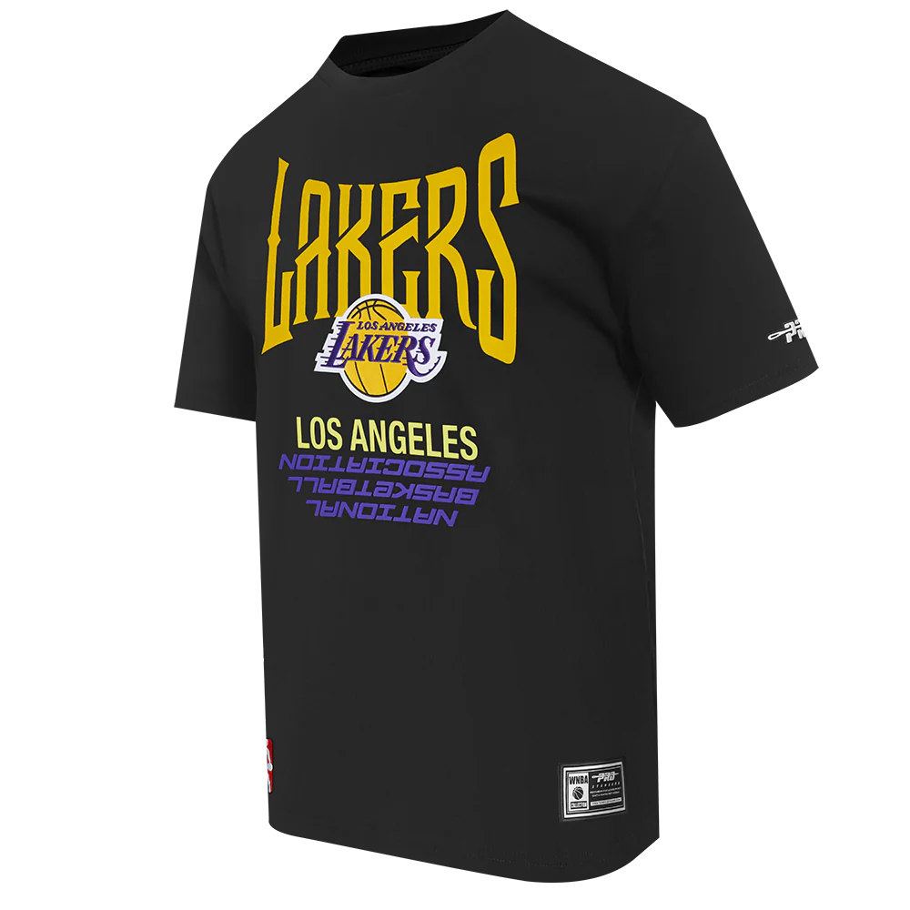 NBA LOS ANGELES LAKERS CITY TOUR 2.0 MEN'S COTTON JERSEY DROP SHOULDER TEE (BLACK) - Image 2