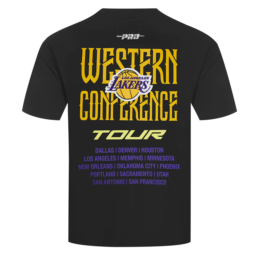 NBA LOS ANGELES LAKERS CITY TOUR 2.0 MEN'S COTTON JERSEY DROP SHOULDER TEE (BLACK) - Image 3