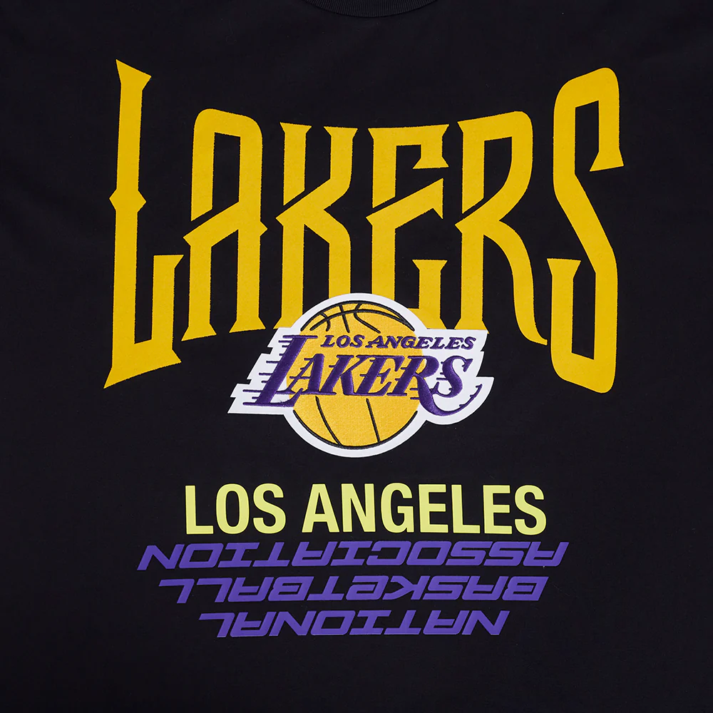 NBA LOS ANGELES LAKERS CITY TOUR 2.0 MEN'S COTTON JERSEY DROP SHOULDER TEE (BLACK) - Image 5