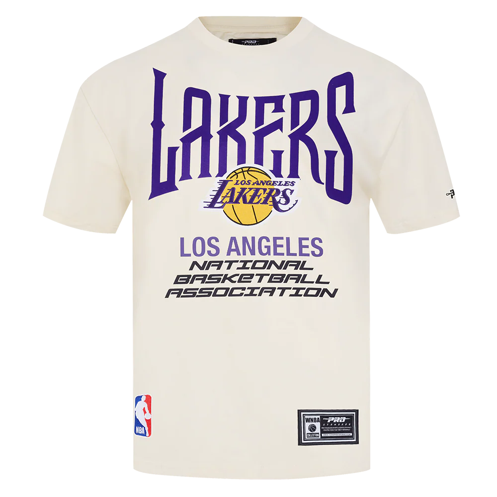 NBA LOS ANGELES LAKERS CITY TOUR 2.0 MEN'S COTTON JERSEY DROP SHOULDER TEE (EGGSHELL)
