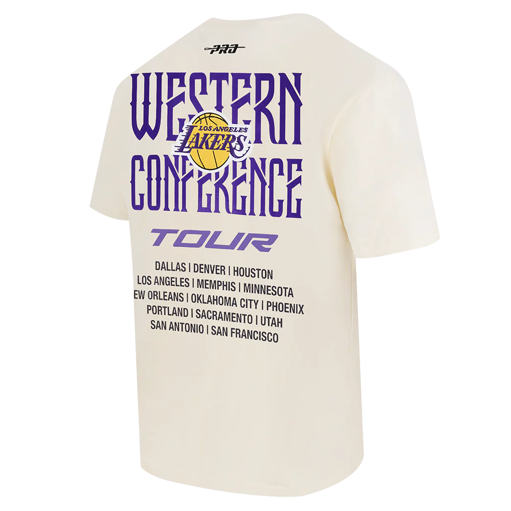 NBA LOS ANGELES LAKERS CITY TOUR 2.0 MEN'S COTTON JERSEY DROP SHOULDER TEE (EGGSHELL) - Image 4