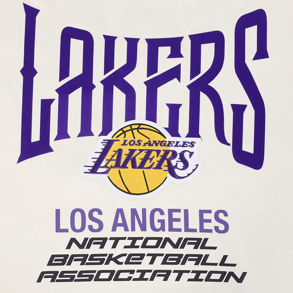 NBA LOS ANGELES LAKERS CITY TOUR 2.0 MEN'S COTTON JERSEY DROP SHOULDER TEE (EGGSHELL) - Image 5