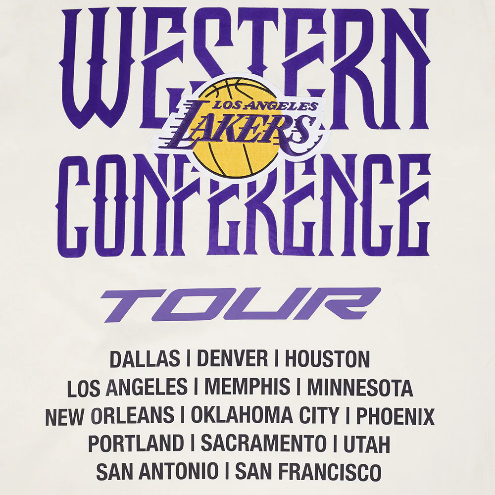 NBA LOS ANGELES LAKERS CITY TOUR 2.0 MEN'S COTTON JERSEY DROP SHOULDER TEE (EGGSHELL) - Image 6