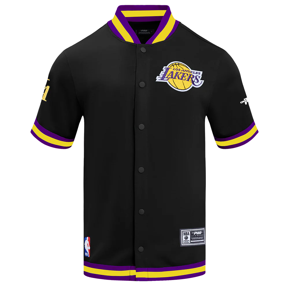 NBA LOS ANGELES LAKERS SOUVENIR MEN'S PRO SS DOUBLE KNIT JACKET (BLACK/PURPLE) - Image 3