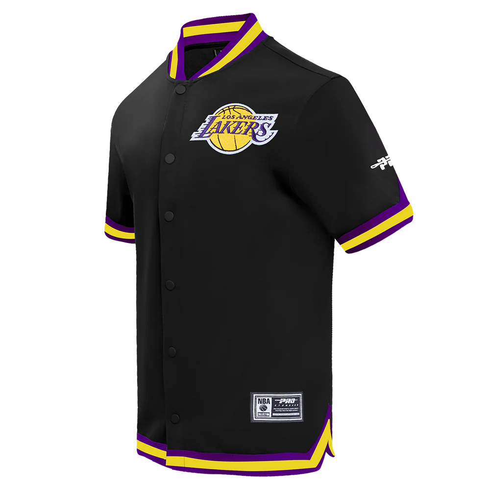 NBA LOS ANGELES LAKERS SOUVENIR MEN'S PRO SS DOUBLE KNIT JACKET (BLACK/PURPLE) - Image 6