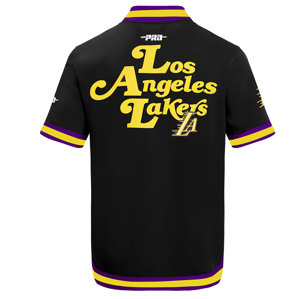 NBA LOS ANGELES LAKERS SOUVENIR MEN'S PRO SS DOUBLE KNIT JACKET (BLACK/PURPLE) - Image 7
