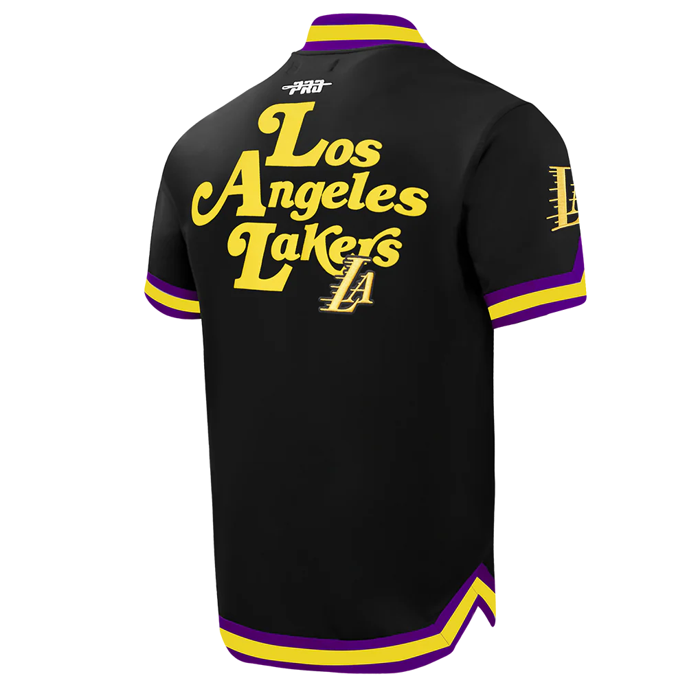 NBA LOS ANGELES LAKERS SOUVENIR MEN'S PRO SS DOUBLE KNIT JACKET (BLACK/PURPLE) - Image 8