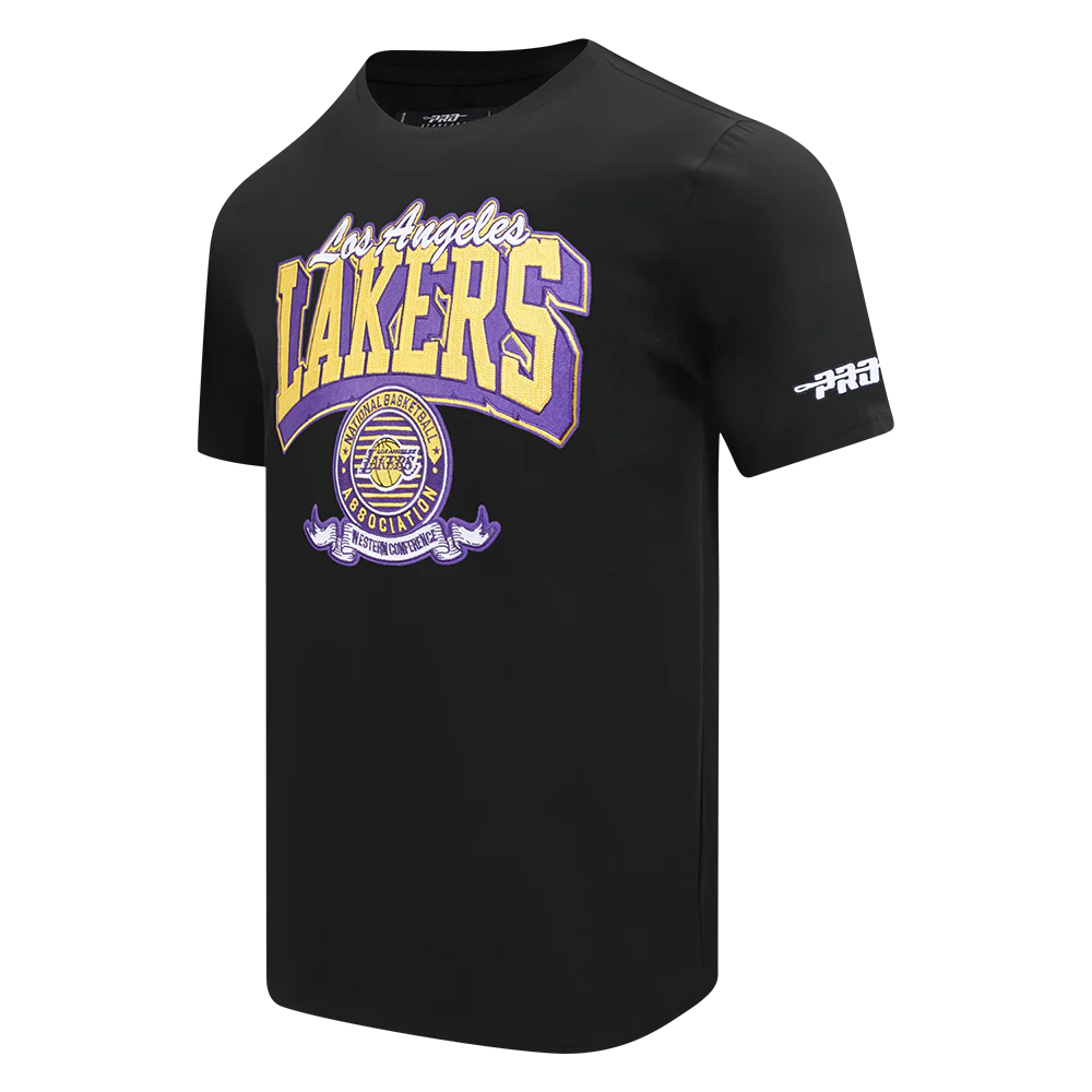 NBA LOS ANGELES LAKERS TEAM BADGE MEN'S SJ TEE (BLACK) - Image 4