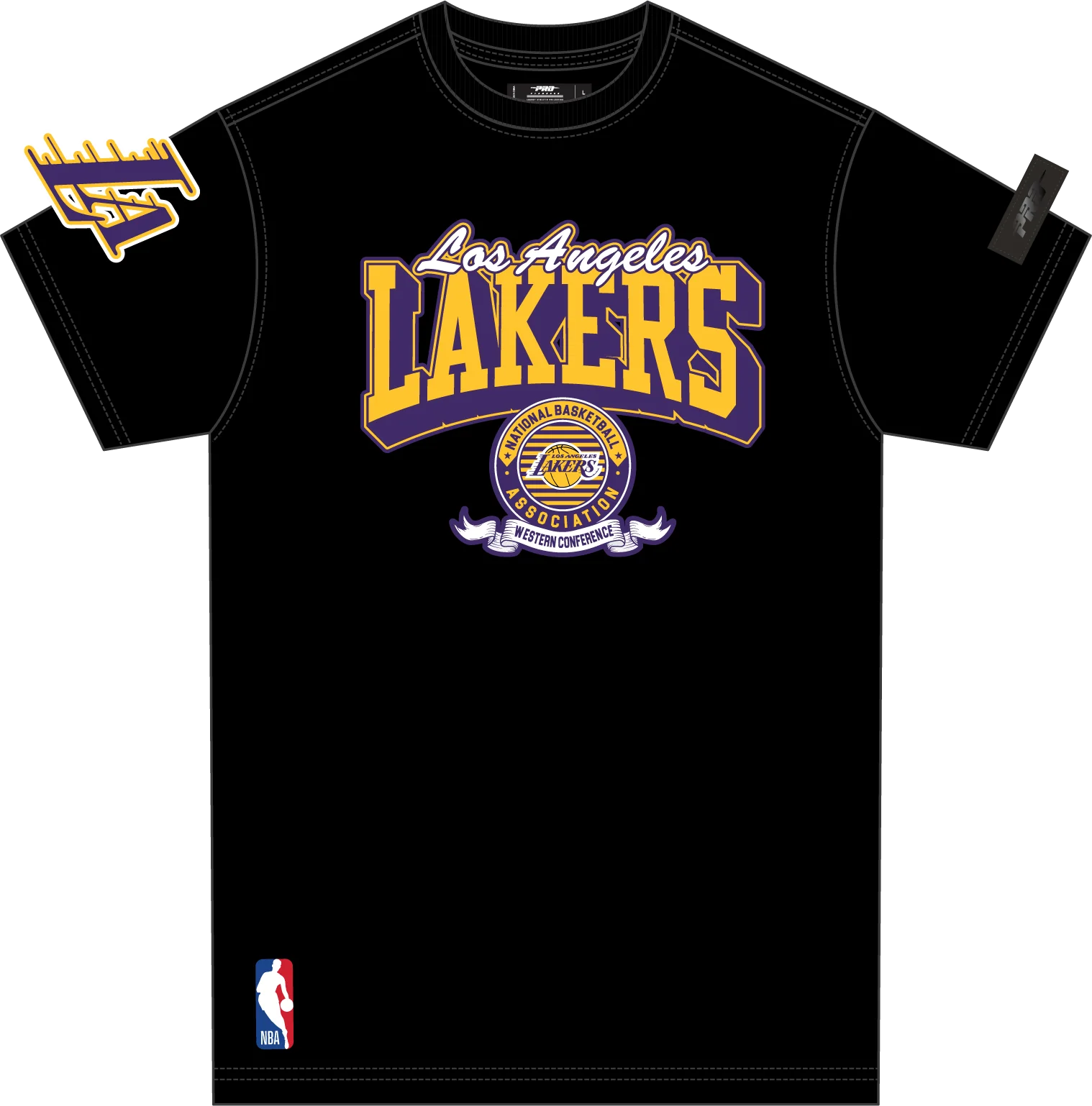NBA LOS ANGELES LAKERS TEAM BADGE MEN'S SJ TEE (BLACK) - Image 9