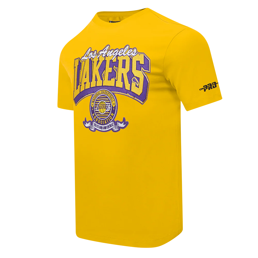 NBA LOS ANGELES LAKERS TEAM BADGE MEN'S SJ TEE (YELLOW) - Image 5