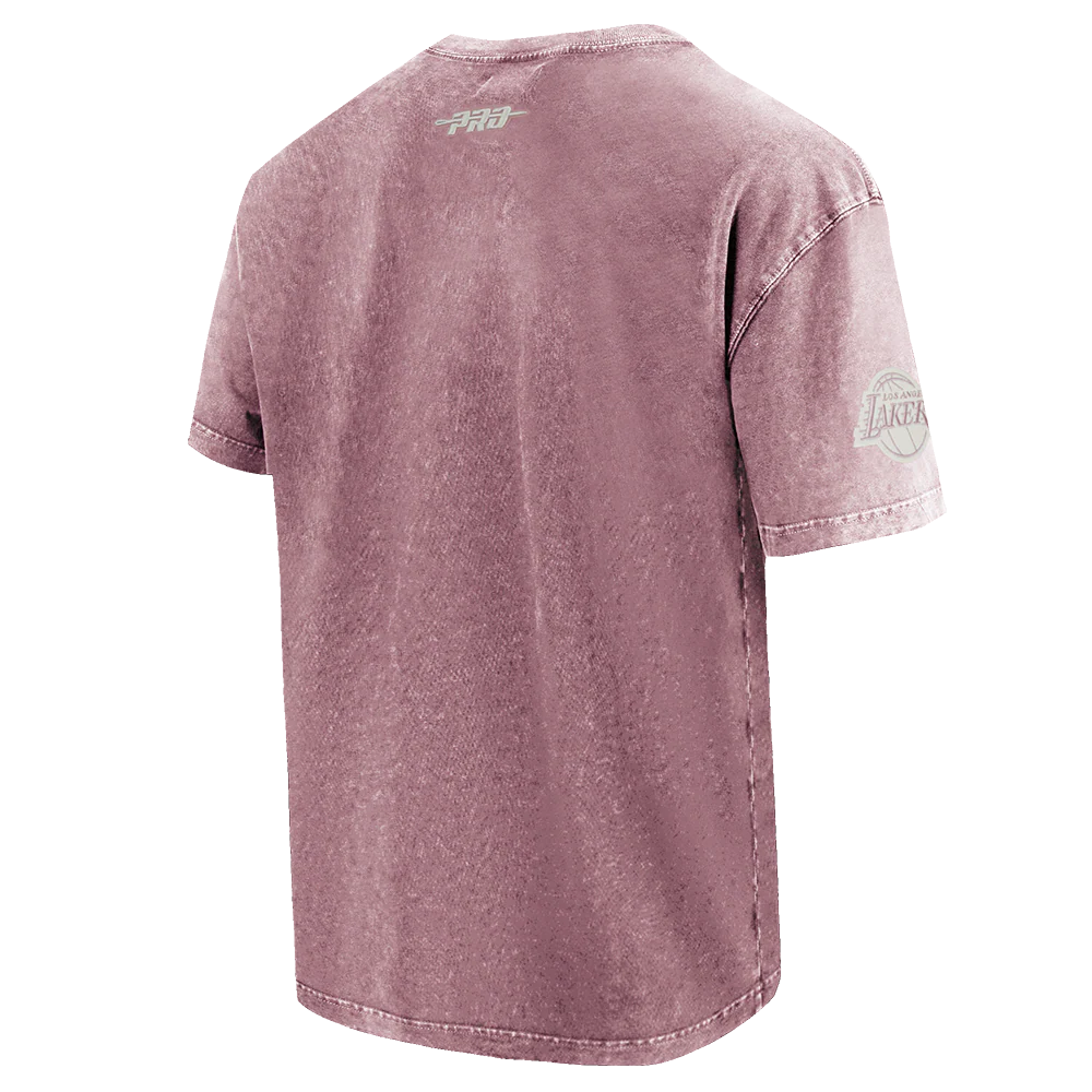 NBA LOS ANGELES LAKERS STREET TEAM MEN'S CJ DROP SHOULDER ENZYME WASH TEE (WASHED MAUVE) - Image 4