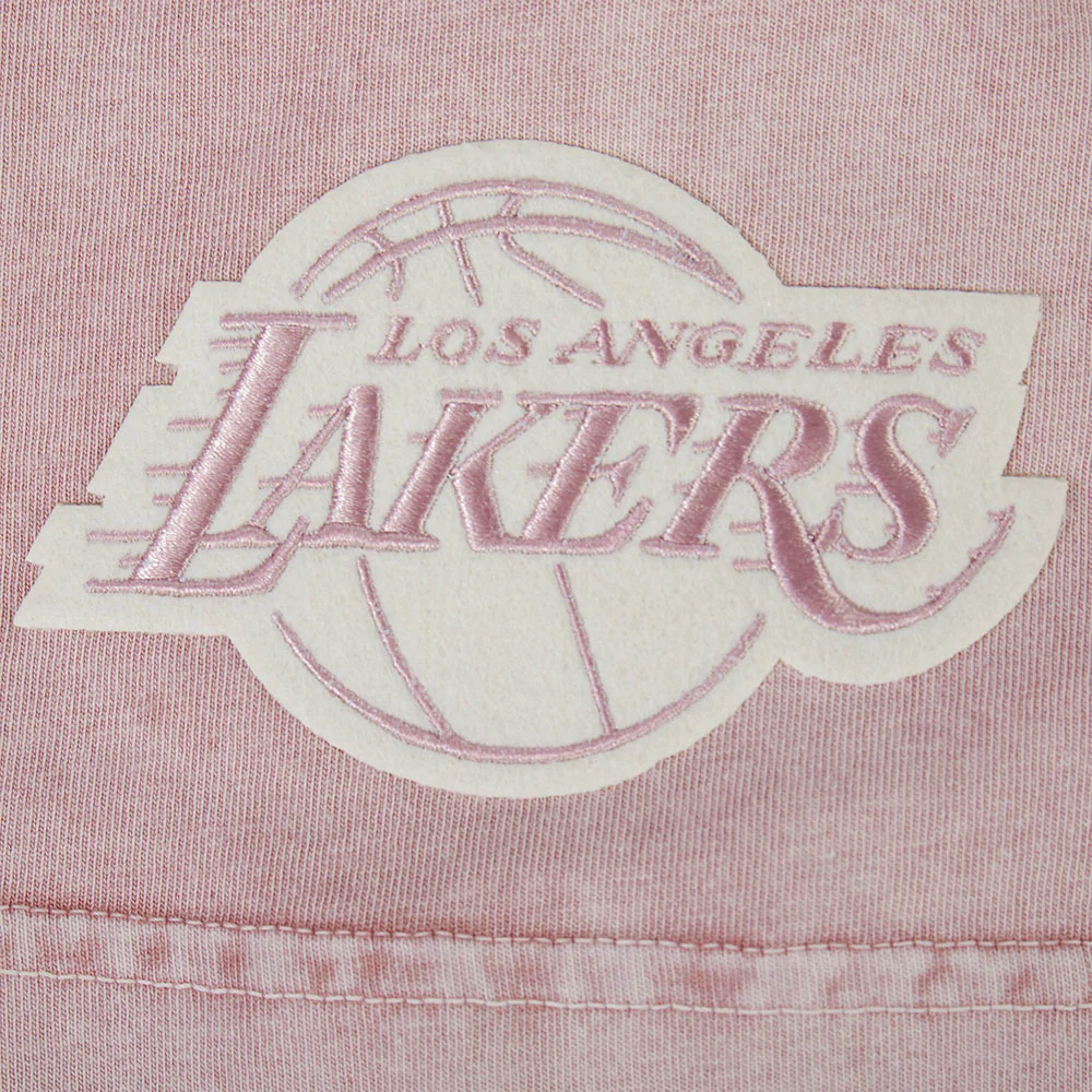 NBA LOS ANGELES LAKERS STREET TEAM MEN'S CJ DROP SHOULDER ENZYME WASH TEE (WASHED MAUVE) - Image 8