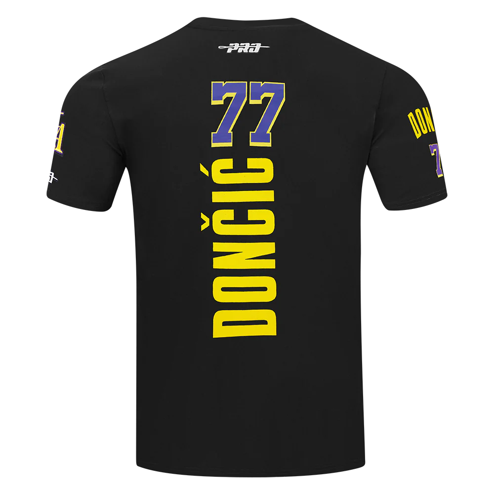NBA LOS ANGELES LAKERS LUKA DONCIC #77 CLASSIC PNN MEN'S SJ TEE (BLACK) - Image 7