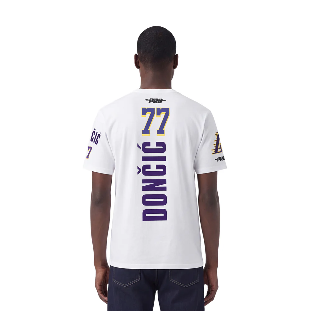 NBA LOS ANGELES LAKERS LUKA DONCIC #77 CLASSIC PNN MEN'S SJ TEE (WHITE) - Image 2