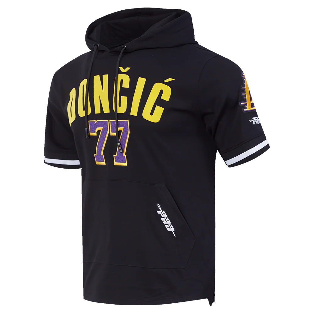 NBA LOS ANGELES LAKERS LUKA DONCIC #77 CLASSIC PNN MEN'S SS PO HOODI (BLACK) - Image 2