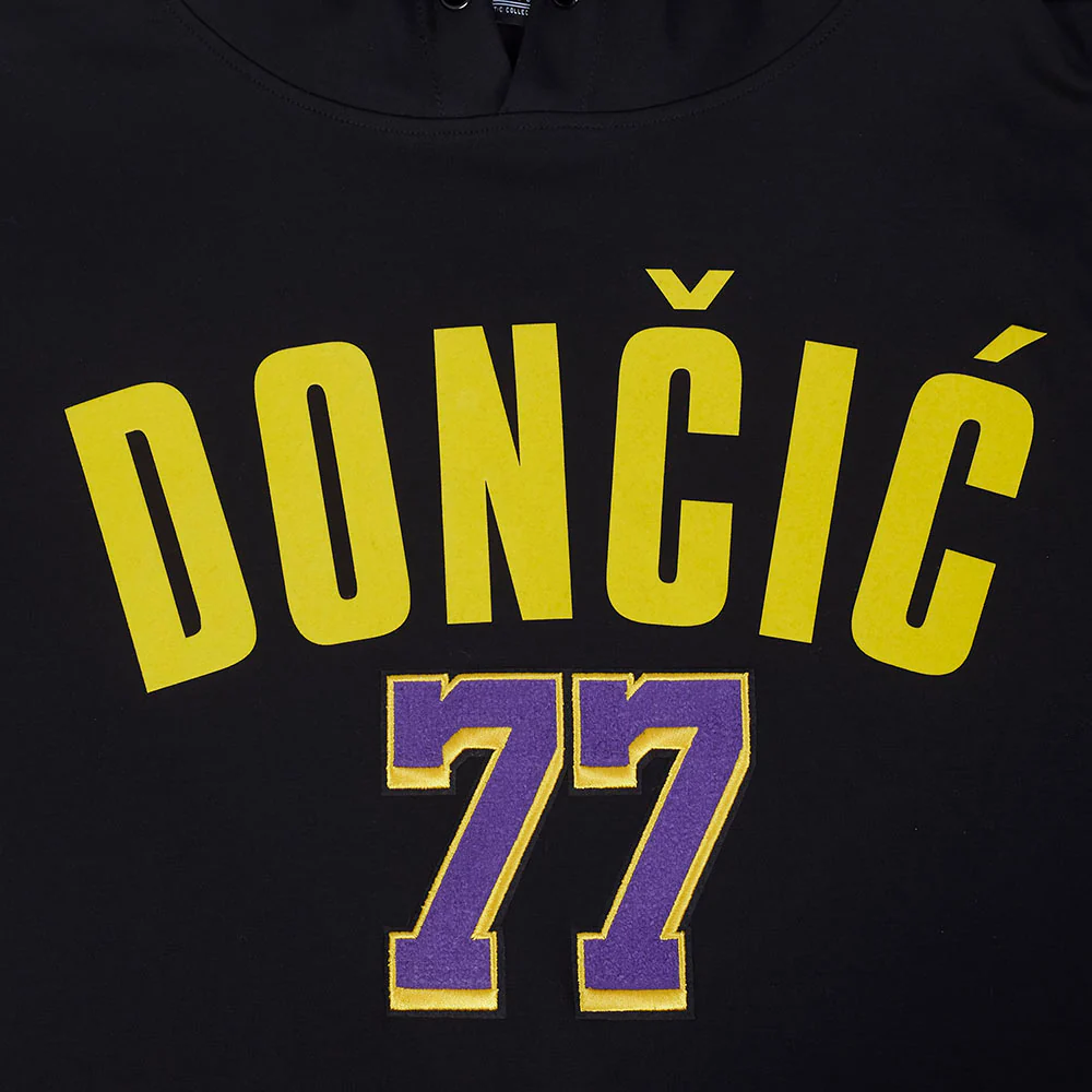 NBA LOS ANGELES LAKERS LUKA DONCIC #77 CLASSIC PNN MEN'S SS PO HOODI (BLACK) - Image 5